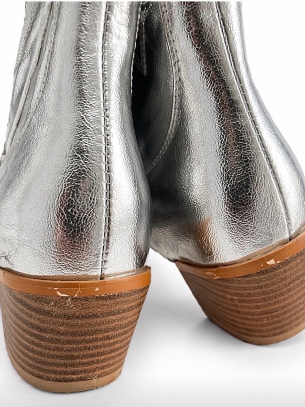 Women's Silver Metallic Western Boots - Size 10 - Picture 3 of 3